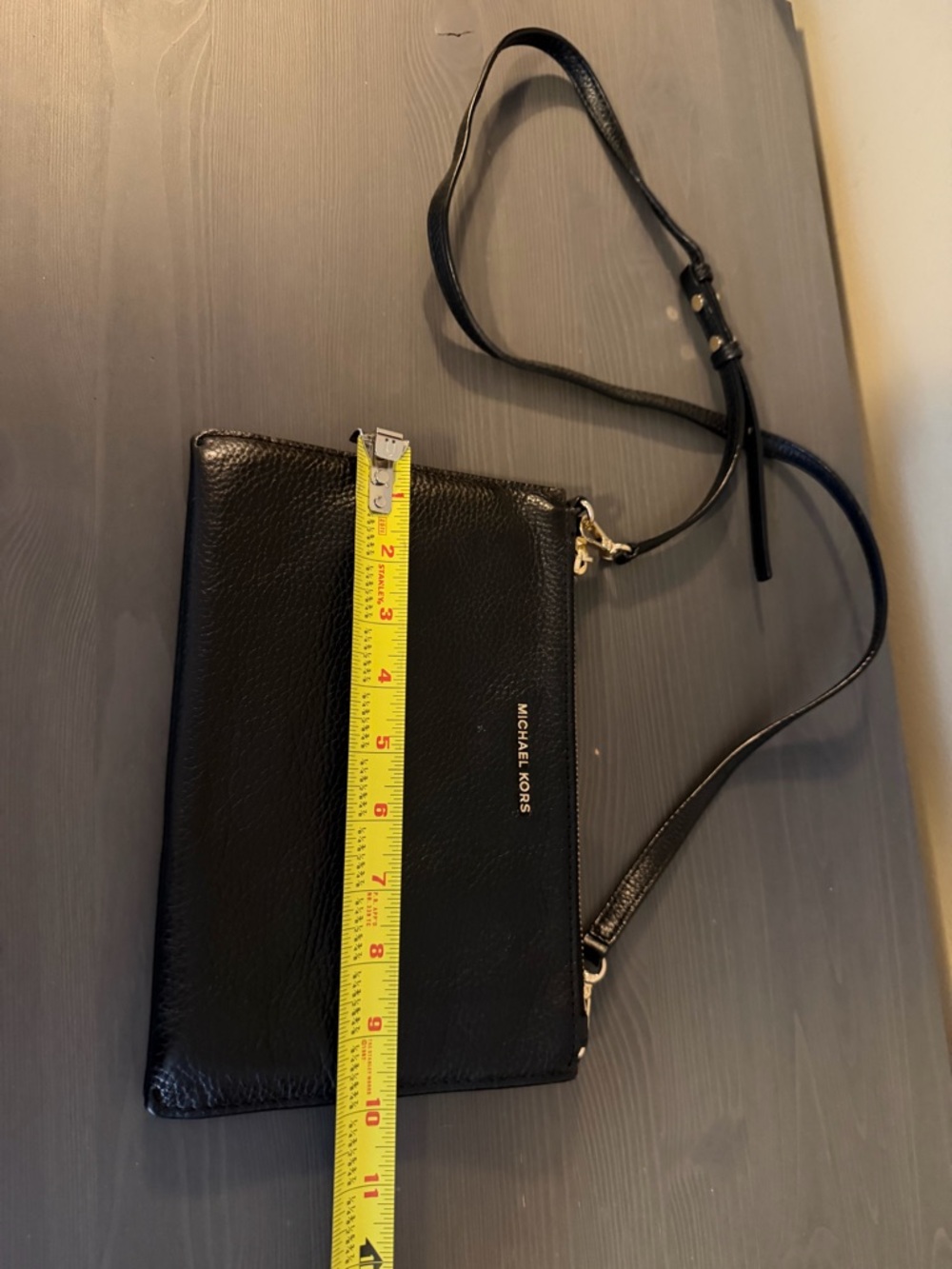 Michael Kors Black Adele Pebbled Leather Crossbody Purse - Picture 9 of 10